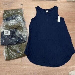 NWT! New $120 OLD NAVY 6PC blue green luxe swing tank tops sleeveless shirt XS T